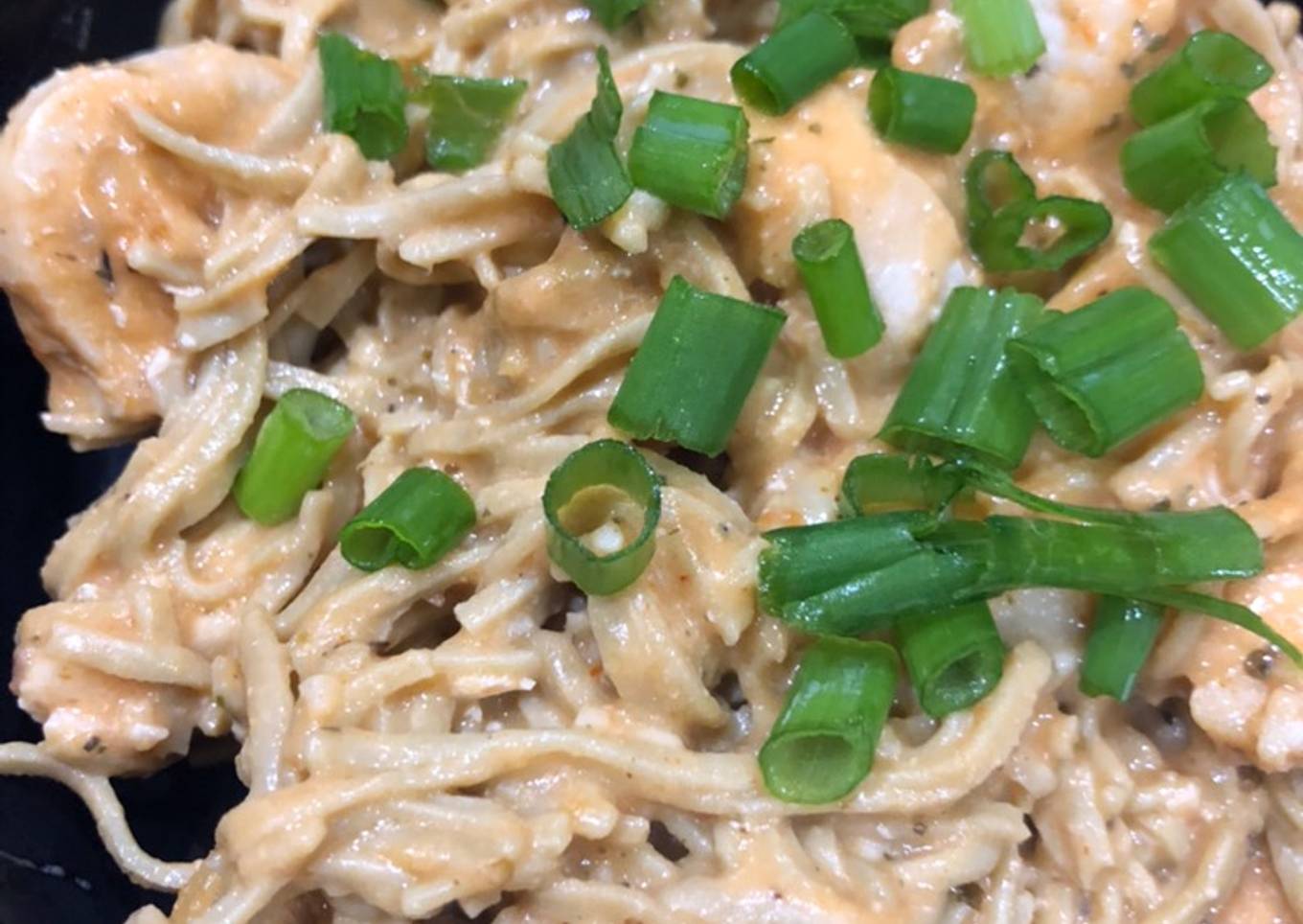 Chicken Alfredo with edamame