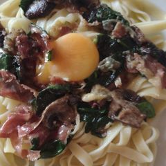 A picture of Pasta with Prosciutto and Cambozola. #mycookbook #lovepasta.