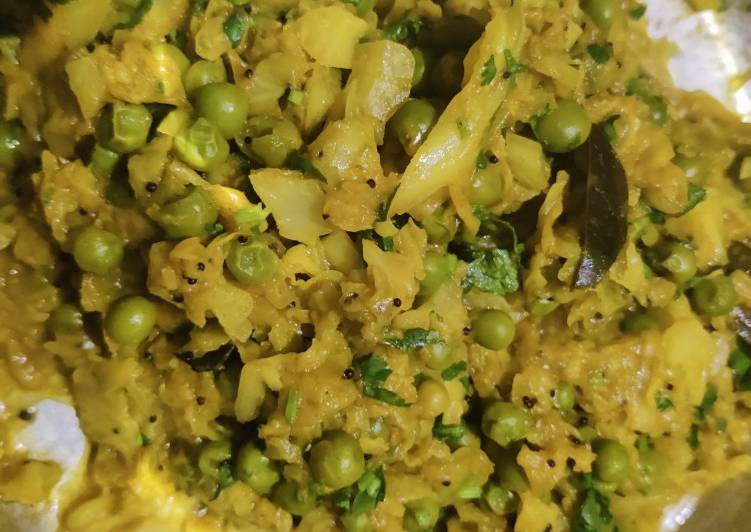 Easiest Way to Prepare Quick Cabbage and peas sabji