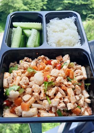 รูปของ ลาบไก่ + เห็ด สูตรลัด