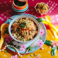 A picture of Mumbai style tawa pulao.
