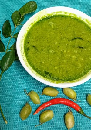 A picture of Zanzanit Solyanchi Amti (Hara Chana) (Green Chickpeas Curry).
