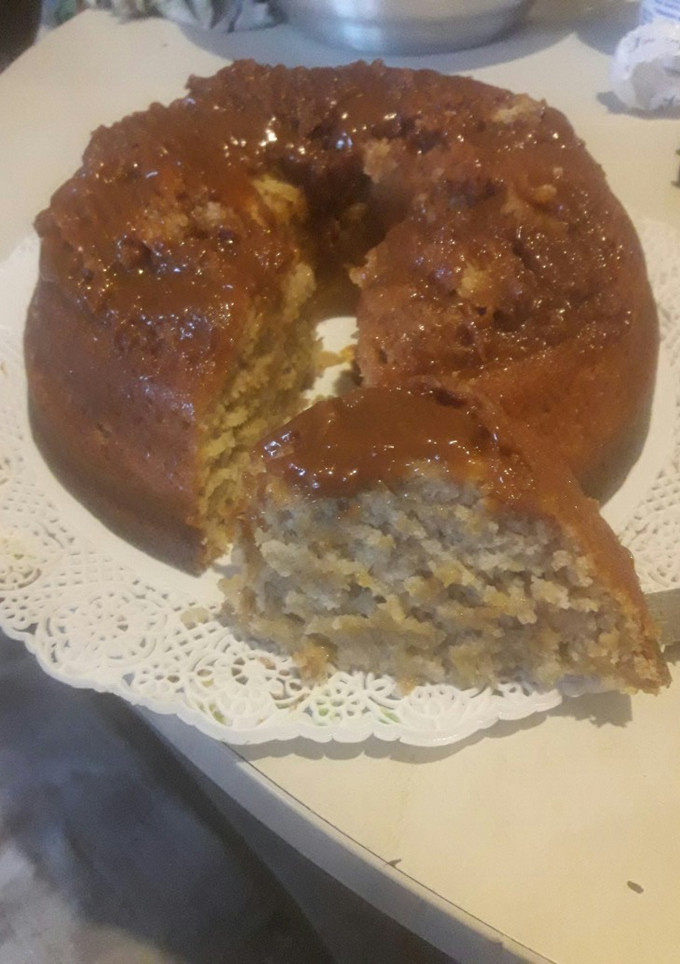 Una foto de Budín de banana con dulce de leche
