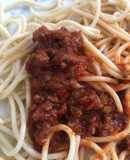 Tallarines rojos con carne molida 🍝