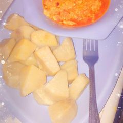 Yam and egg sauce A picture of Yam and egg sauce.