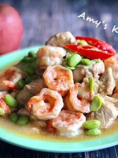 毛豆蝦仁炒雞丁 / 家常菜 的食譜成品照片