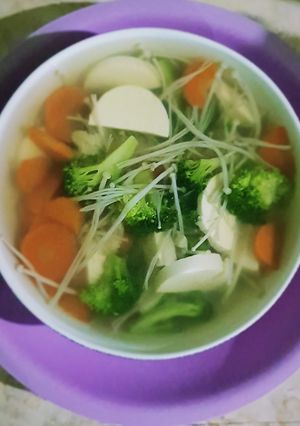 Foto resep Sup tofu jamur enoki mix vegetable