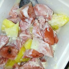 A picture of Water melon and pineapple salad.