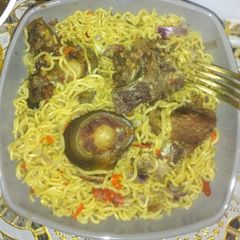 A picture of Noodles with cow tail.