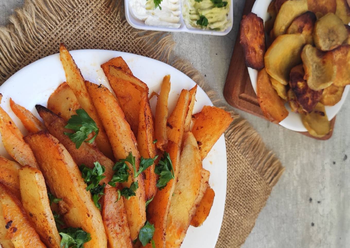 Papas y batatas rústicas