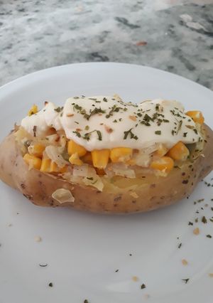 Una foto de Papa rellena