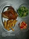 Pollo al horno con papas bravas