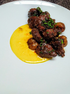 Foto resep Pan roasted Pork Shoulder with Buttermilk Gravy and Corn Puree