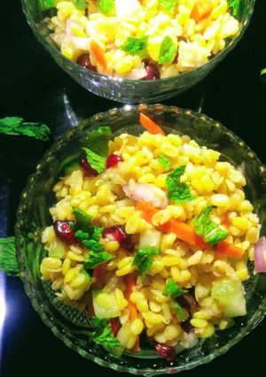 A picture of Yellow moongdal salad.