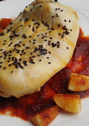 Una foto de Rollo de chile poblano hojaldrado 🌶️🌽