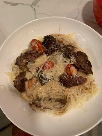 Simple Way Prepare Recipe Balsamic Steak &amp; Angel Hair that is Can Pamper Your Tongue, So Delicious}