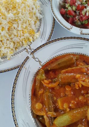 عکسی از دستور چلو خورش بامیه