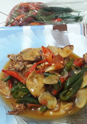 Foto resep Cumi Asin Cabe Ijo Saos Tiram