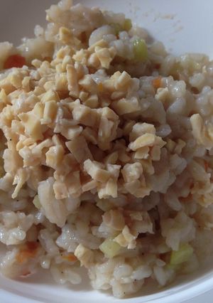 Foto resep Nasi tim teri tempe