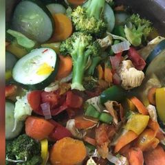 Italian chicken stir fly and vegetables A picture of Italian chicken stir fly and vegetables.