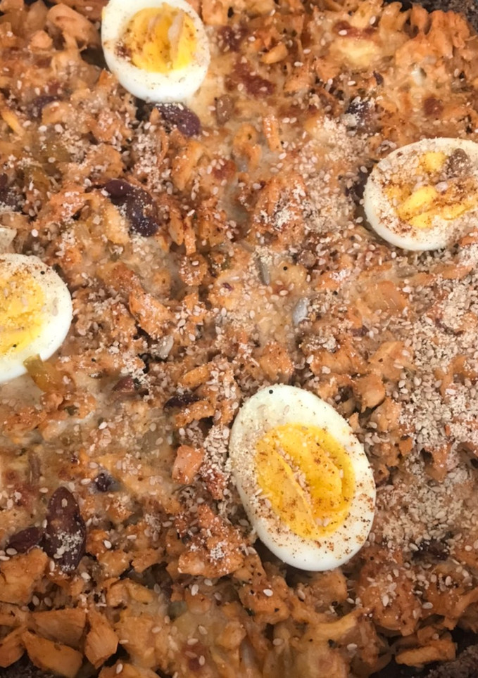 Una foto de Quiché de pollo especiado con masa de coco y nuez 🥥 🥜