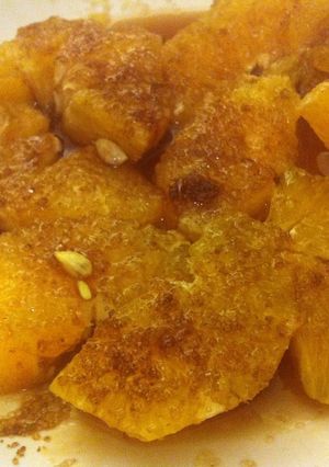 Una foto de Naranja con limón y azúcar moreno