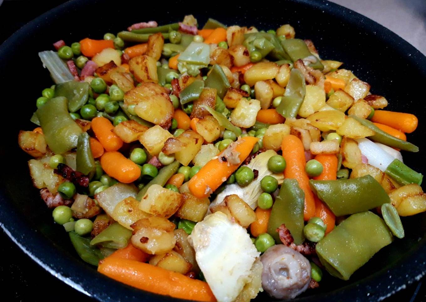 Menestra rápida (Instant Pot) con patatas y bacon