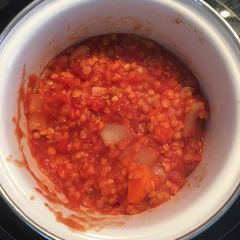 A picture of Tomato & lentil sauce for babies and adults.