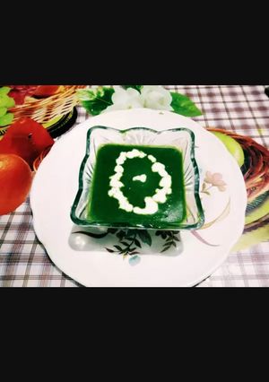 A picture of Healthy tasty full of iron spinach(palak) soup.