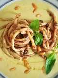 Bucatini con paté fino de morcilla