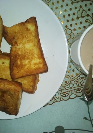A picture of My fried bread and tea.