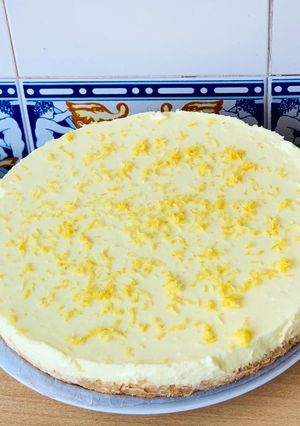 Una foto de Tarta de queso de limón fría 🍋