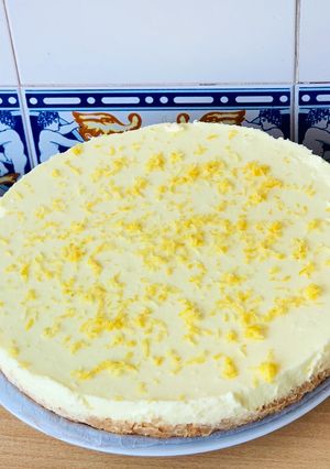 Una foto de Tarta de queso de limón fría 🍋