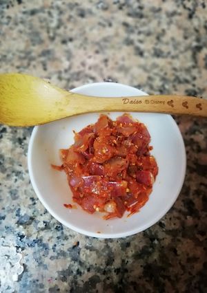 A picture of Homemade tasty chilli paste.