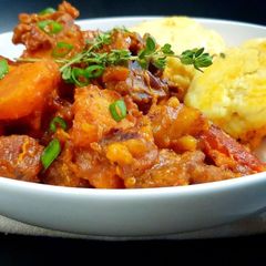 A picture of Lamb and Dumplings (one pot meal).