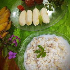 A picture of Falahari dish sabudana pudding.