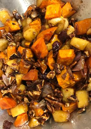A picture of Apple-Sweet Potato Hash.