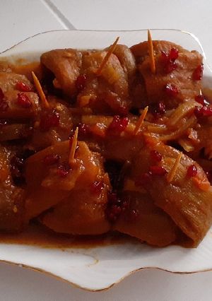 عکسی از دستور بادمجان بقچه ای/شکم پر