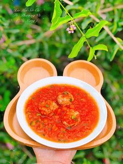 Hình của món Xíu mại sốt cà phiên bản bé ăn dặm.