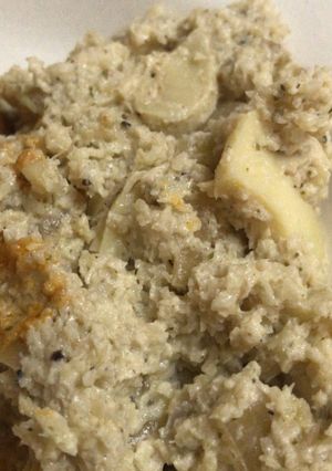 Una foto de Risotto de coliflor y champiñones