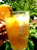 Iced coconut orange drink with jelly *Es Jeruk mix Degan* 🍹