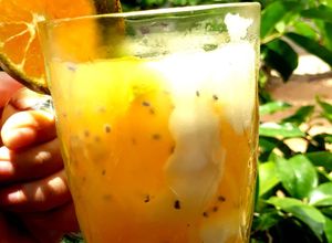 Foto resep Iced coconut orange drink with jelly *Es Jeruk mix Degan* 🍹