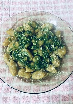 Una foto de Ñoquis de cáscara de calabaza 🎃 (sin gluten, sin huevo)