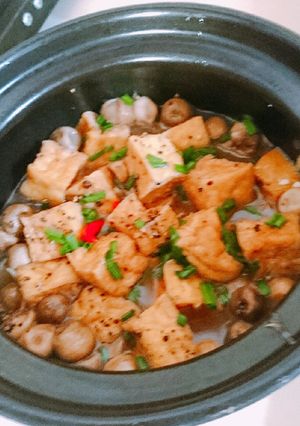 Hình của món Nấm kho đậu hũ.
