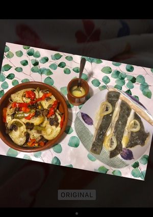 Una foto de Rodaballo (al papillote) con verduras