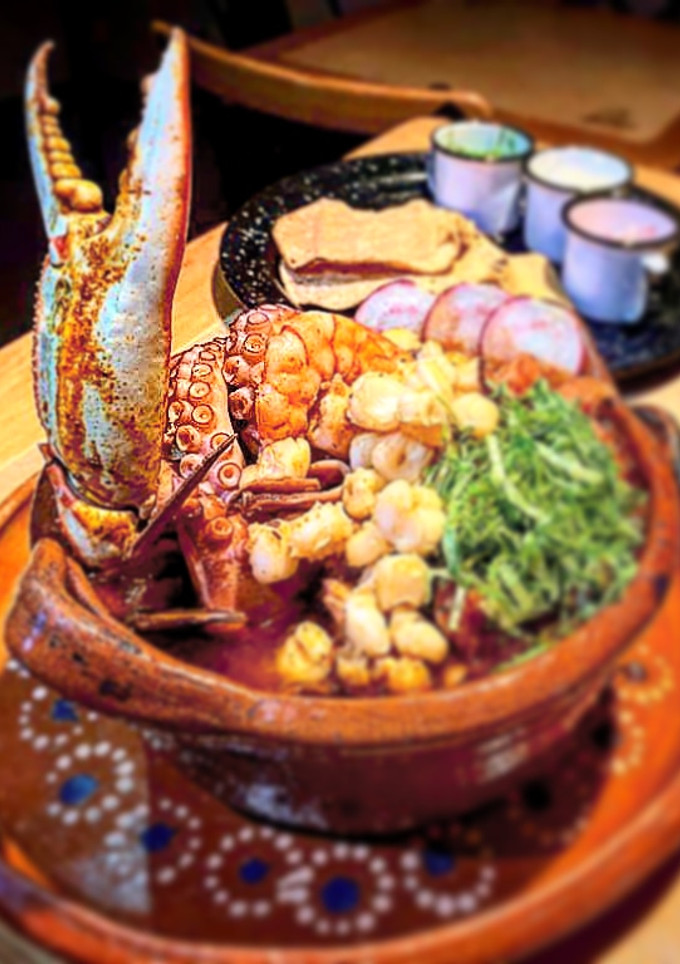 Una foto de Pozole de mariscos
