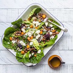 Warm Fava Bean & Spiced Roasted Vegetable Salad A picture of Warm Fava Bean & Spiced Roasted Vegetable Salad.
