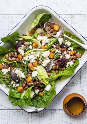 A picture of Warm Fava Bean & Spiced Roasted Vegetable Salad.