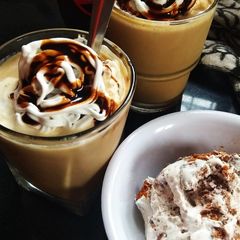 A picture of Frothy coffee with ice cream.