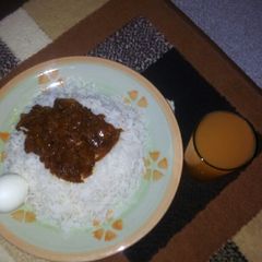 A picture of Rice and stew.